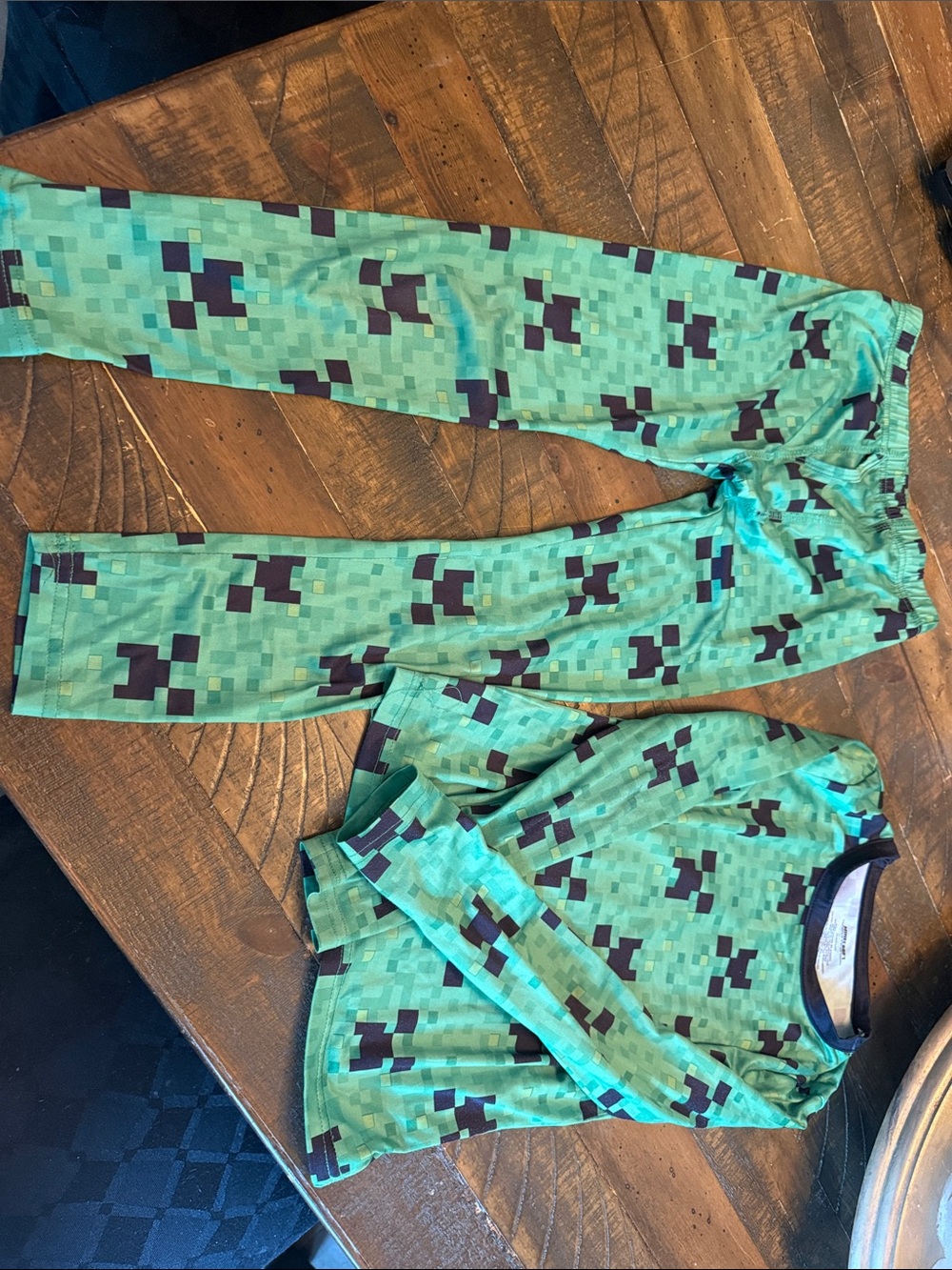 Cuddl Duds Green Pixel Creature Long Sleeve Pajama Set